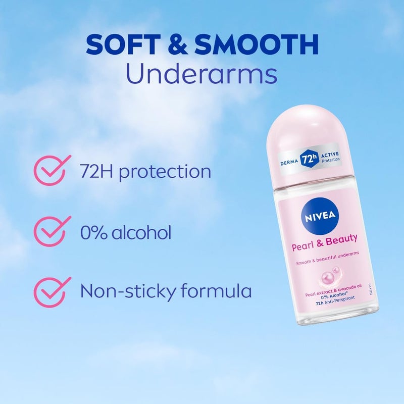 Nivea مزيل العرق رول أون نيفيا لؤلؤة وجمال للنساء، 3x50مل - Image 5